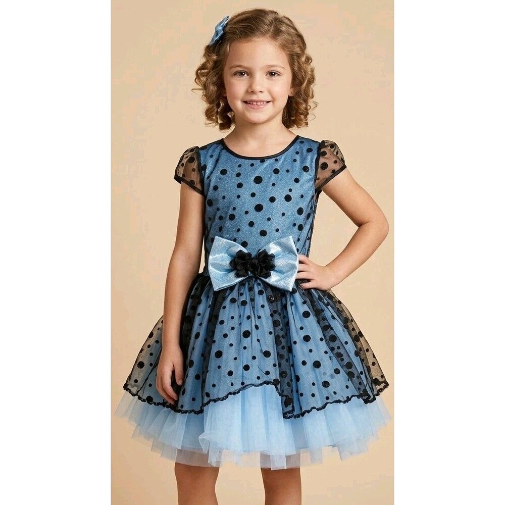 Curtain Call Blue Black Dance Costume Tutu Dress Ballet Polk A Dot  Child Medium